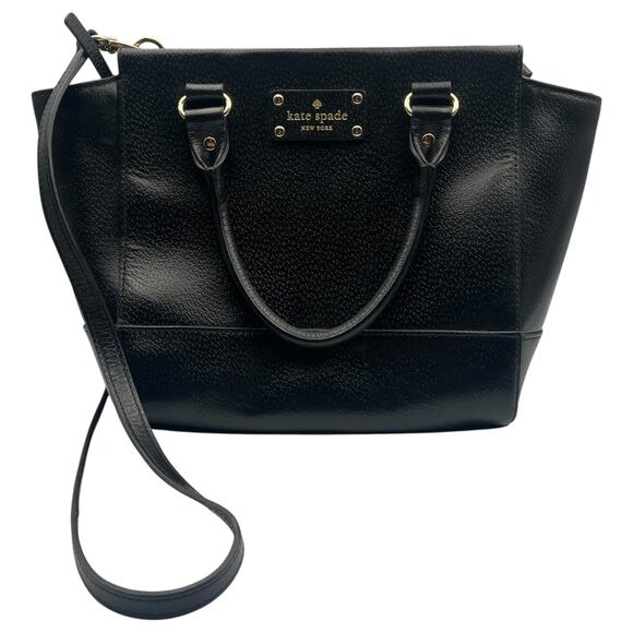 Kate Spade Wellesley Small Camryn Leather 2 Way Handbag Crossbody Bag Black - Picture 1 of 9